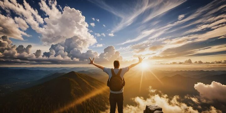 person standing on the rocks intro youtube travel mountains happy freedom the sky is the limit