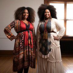 Embrace bold fashion with these two confident women showcasing stunning boho-chic styles