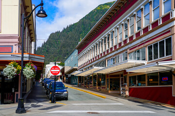 Seward Street in downtown Juneau, the capital city of Alaska, USA