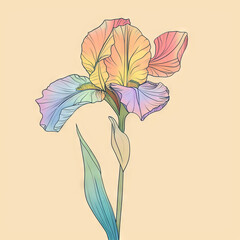  illustration with beautiful spring iris.