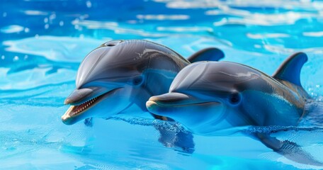 Playful Dolphins Gliding Through Water. Generative ai