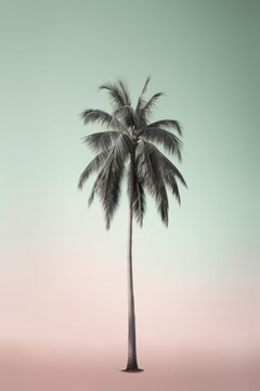 A palm tree is the main focus of this image, standing tall