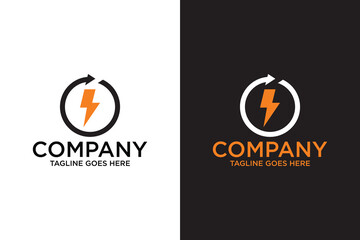 Energy Recycling Logo Design Template electric power vector logo design element. Energy and thunder electric symbol concept.