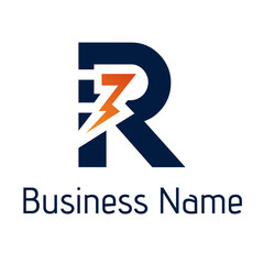 simple letter R logo with electric bolt