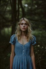Naklejka premium Natural blonde young woman outdoor summer