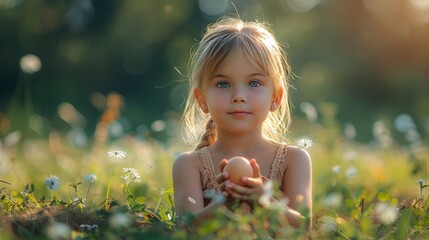 Little Girl Sitting in the Grass