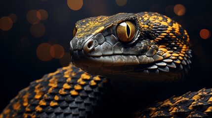 Fototapeta premium Close Up of Snake on Black Background