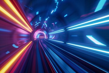 Futuristic Tunnel with Dynamic Light Streaks