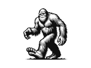 Epic Encounter: Bigfoot Vector Illustration for Adventure Designs and Cryptid Artistry