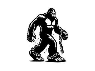 Epic Encounter: Bigfoot Vector Illustration for Adventure Designs and Cryptid Artistry