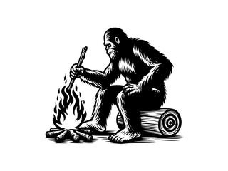 Epic Encounter: Bigfoot Vector Illustration for Adventure Designs and Cryptid Artistry
