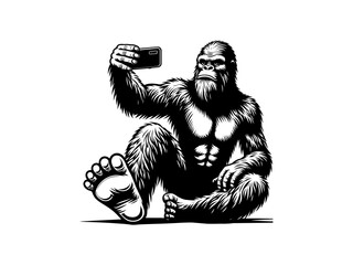 Epic Encounter: Bigfoot Vector Illustration for Adventure Designs and Cryptid Artistry