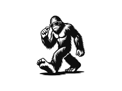 Epic Encounter: Bigfoot Vector Illustration for Adventure Designs and Cryptid Artistry