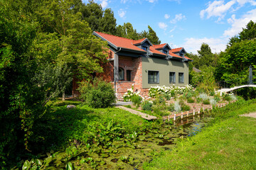 Country house built on an island surrounded by the waters of the River Somme in the Hortillonnages...