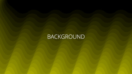 Black and yellow abstract background with sharp wavy lines and gradient transition, dynamic flame shape. Inclined bends. Shape of mountain peaks