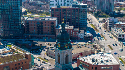 Aerial view of Downtown Chicago  video of a church 