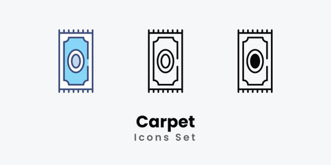 Carpet icon thin line and glyph vector icon stock illustration