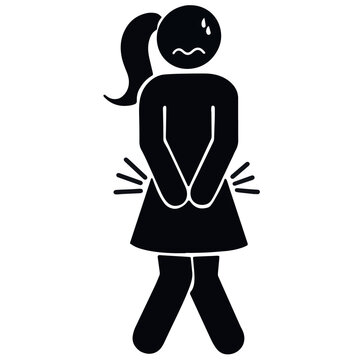 woman holding stomach in pain clip art preview