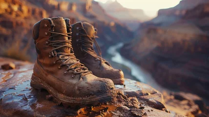 Fotobehang Pair of boots overlooking a canyon © SashaMagic