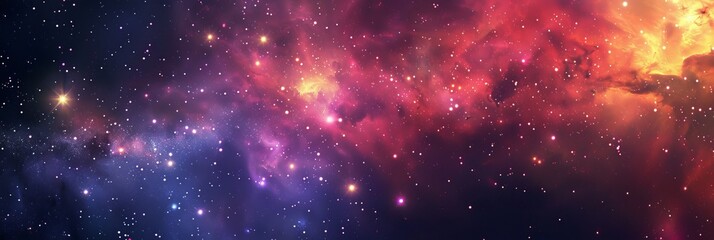 A picture of galaxy, gradient of blue and purple colors, dust and bokeh, shiny sparkles and glow...