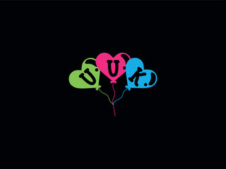 Abstract UUK Balloon Letter Logo - obrazy, fototapety, plakaty