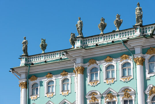 A fragment of the building of the Winter Palace, the Hermitage in St. Petersburg