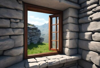 window and stone wall