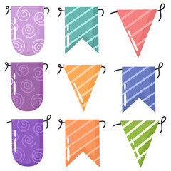 Collection of flags for decoration. Vector isolates in cartoon flat style.