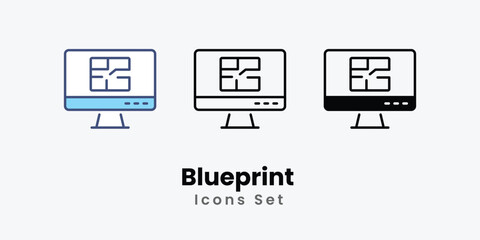 Blueprint  icon thin line and glyph vector icon stock illustration