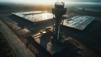view of a ruined airport - obrazy, fototapety, plakaty