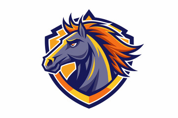 A sports team logo featuring a horse vector art illustration