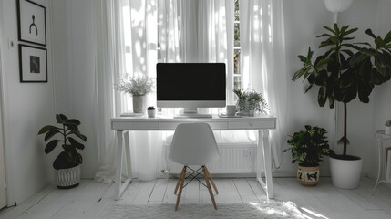 White Desk With Computer