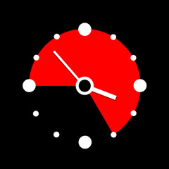 9 to 5. Clock measuring working time. Dial indicates hours spent in job, work and employment by worker and employee. Vector illustration.