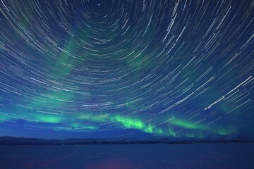 Star trails Nordlichter Kiruna