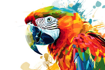 Colorful Abstract Parrot in Watercolor Style - Isolated on Transparent White Background PNG
