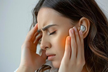 Man with hearing aid experiencing ear pain