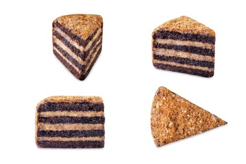 Chocolate peanuts cake on a white isolated background
