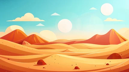 Foto op Plexiglas a painting of a desert landscape with mountains © progressman