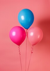 Colorful Balloons on Pink Background for Celebration and Party Decorations