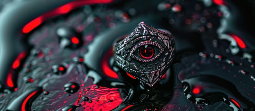 vintage silver ring the all-seeing eye on a black background