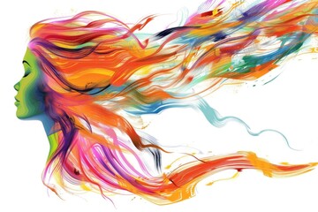 Obraz premium A beautiful woman with colorful hair