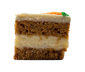 side of carrot cake on a transparent background PNG 