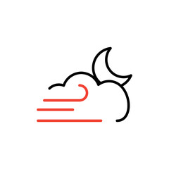 windy night icon, isolated icon in white background, perfect for website, blog, logo, graphic design, social media, UI, mobile app.