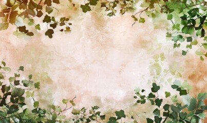 Watercolor flowers and lives, floral background space for text