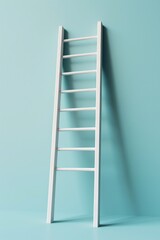 A white ladder leaning against a blue wall