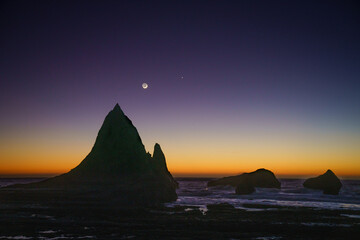 Martins Beach Crescent Moon sunset