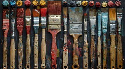 Brushes and paintbrushes for painting - obrazy, fototapety, plakaty