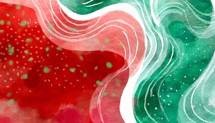 christmas wave watercolor red green wavy abstract illustration abstract colorful holiday wave art background for winter travel modern minimalist paint backdrop for merry christmas web copy space