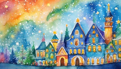 watercolor background with a whimsical and fairytale like theme perfect for children s book illustrations or magical storytelling - obrazy, fototapety, plakaty
