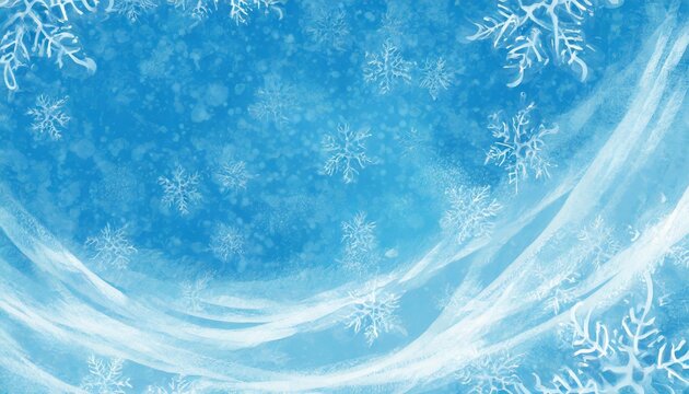 winter snow waves frost abstract background for copy space text blue frozen flowing motion web mobile banner watercolor effect blizzard backdrop snowflake holiday cartoon illustration